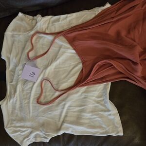 White and Rust Tank Top Set